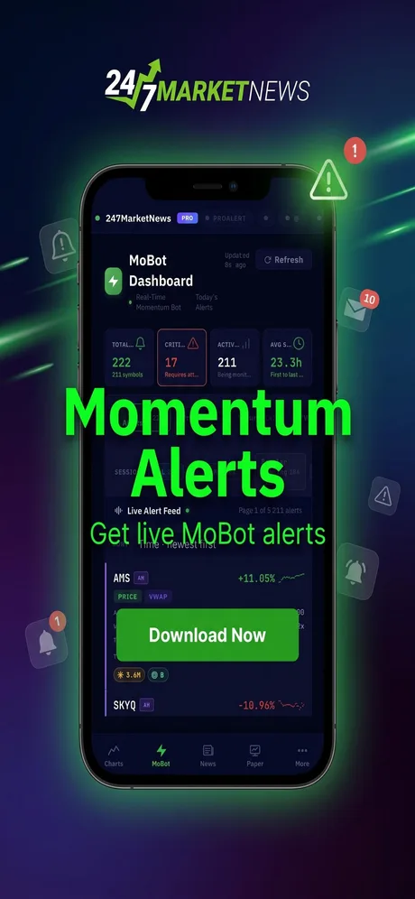iPhone screenshot: Momentum Alerts — get live MoBot alerts